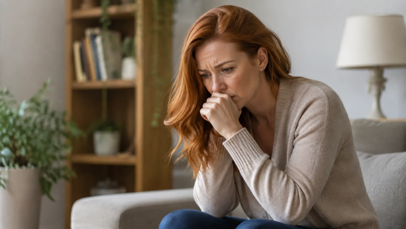 Femme en Suisse ressentant inquiétude et fatigue